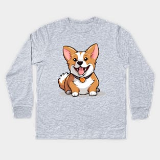 Cartoon Cute Kawaii Corgi Kids Long Sleeve T-Shirt